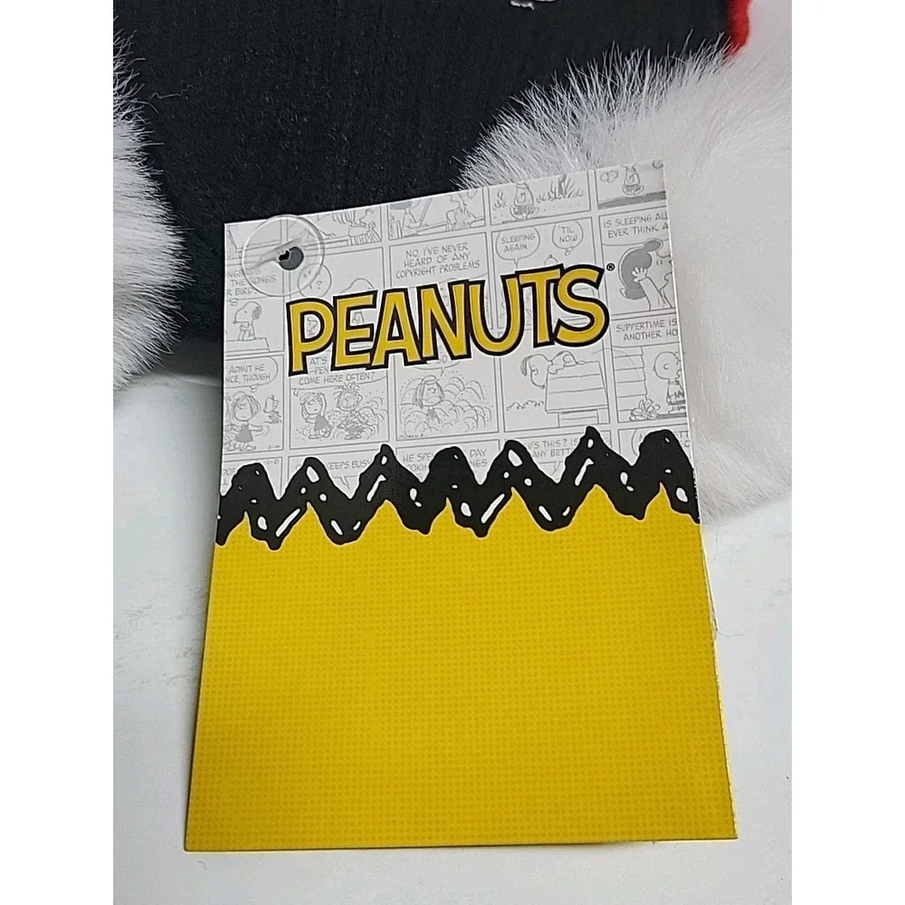 New Peanuts Snoopy Woodstock‎ Beanie Pom Pom Red Cuff Black Knit Winter Hat Kid